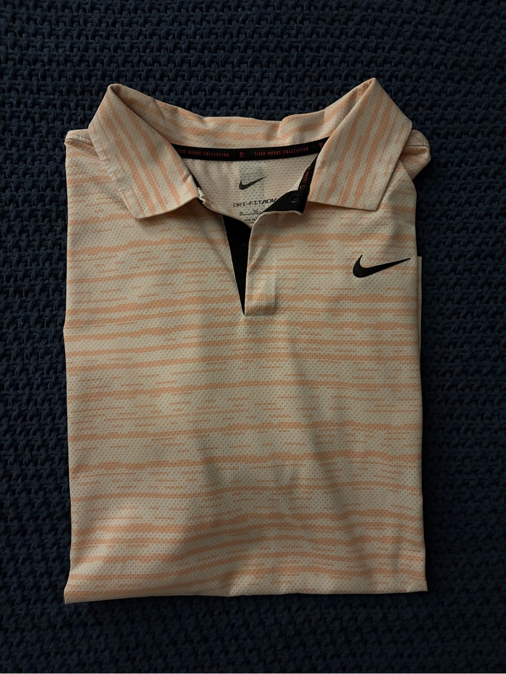 Nike Tiger Woods Men’s Peach Striped Polo Shirt
